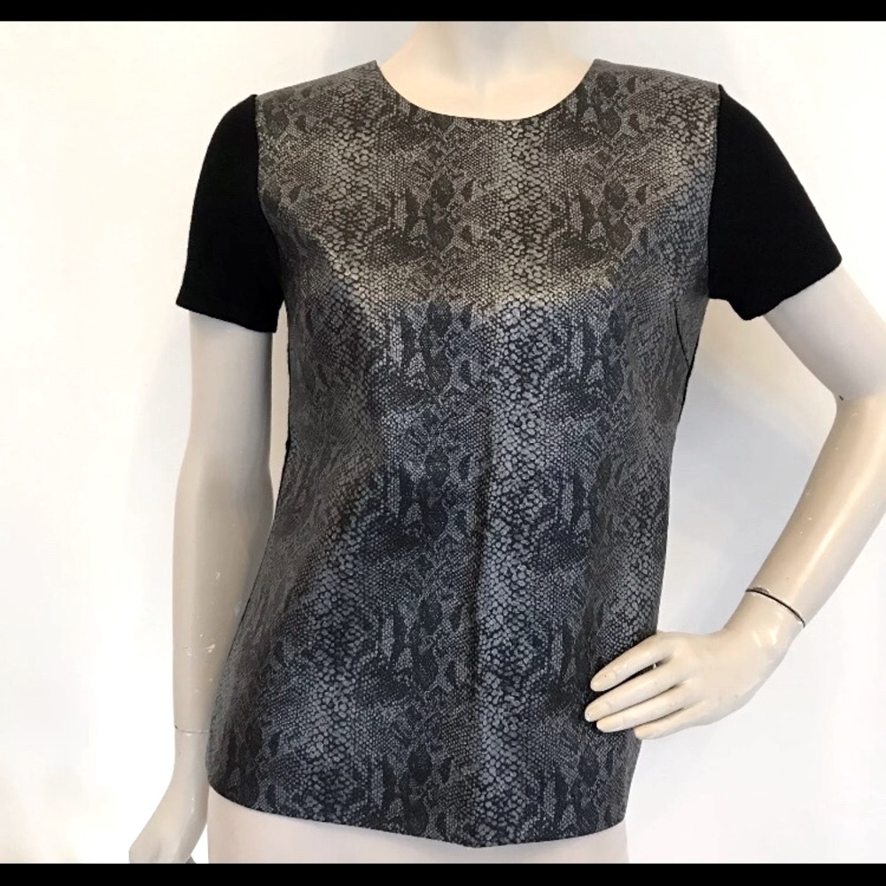 Saks Fifth Avenue Snake Print Faux Leather Top Size S